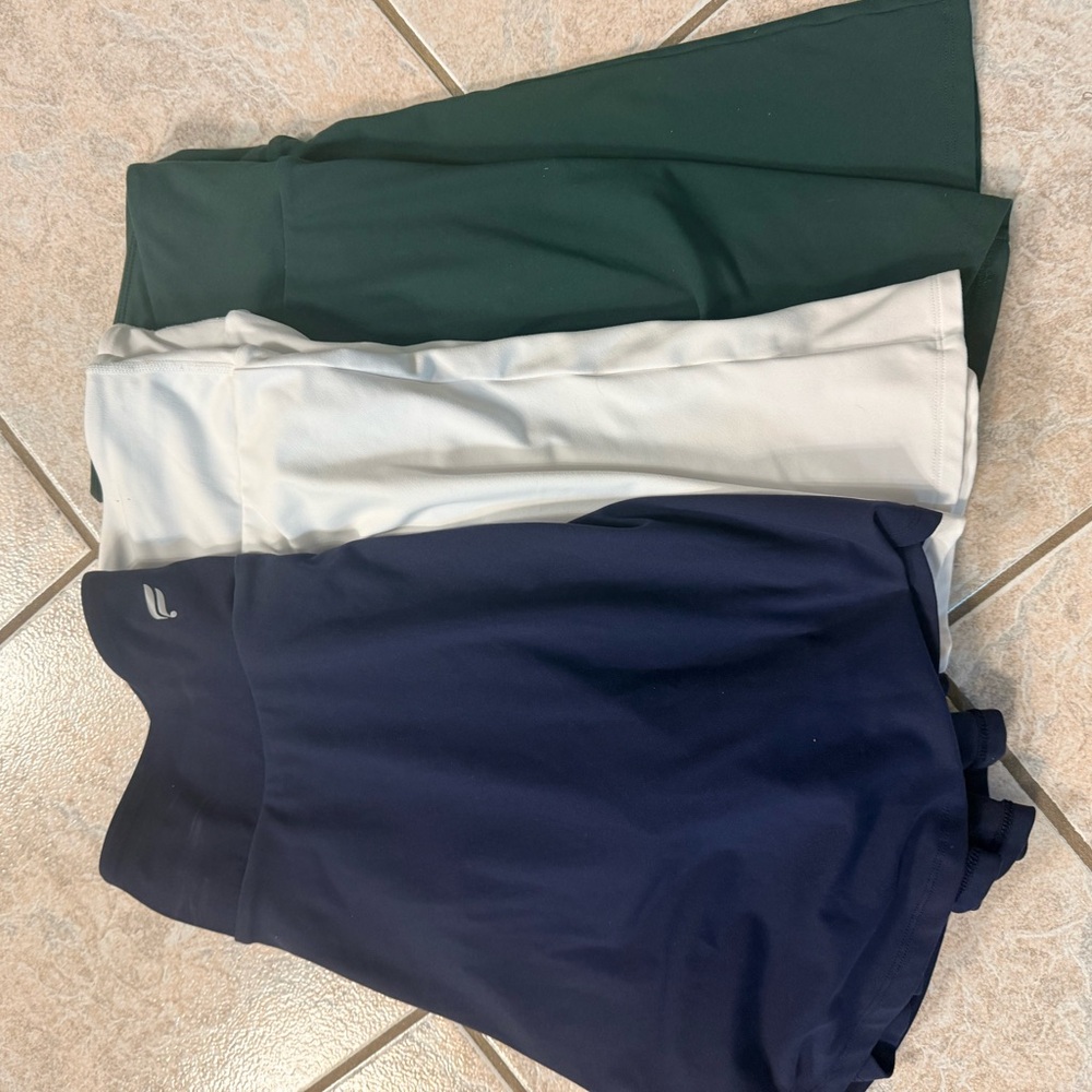 Set of Three Fabletic Athletic Skorts in Green, White, and Navy